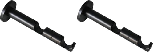GARDINIA Chicago Series Double Combination Bracket with Metal Mounting Plate for Curtain Rod, 2-Track Open, Includes All Mounting Parts, Diameter 20 mm, Metal, Matt Black (Pack of 2)