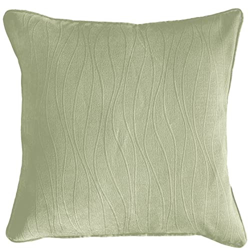 Enhanced Living Goodwood Green Wave Embossed Cushion Cover - 43x43cm