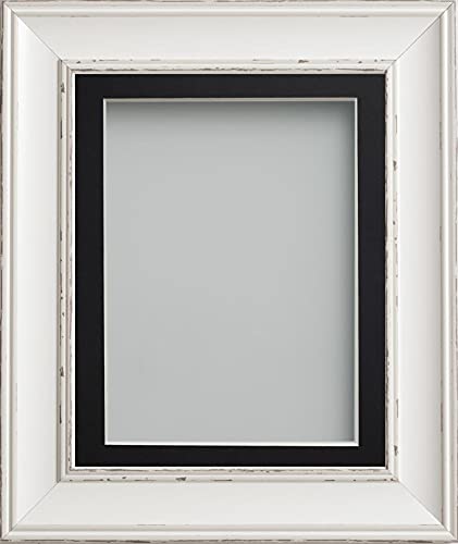 Frame Company Brooke Antique White Photo Frame, Black Mount, 10x8 for 6x4 inch, fitted with perspex