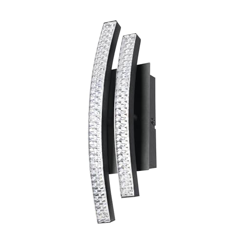 Eglo LED Indoor wall lamp Lejias, Elegant wall Light Made of Black Metal and Transparent Plastic Crystal, Warm White Living Room and Hallway Lighting