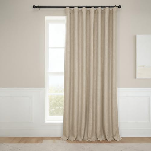 HPD Half Price Drapes Extrawide Room Darkening Curtains for Living Room 100 X 96 Faux Linen, BOCH-LN18538-96-DW (1 Panel) Nomad Tan
