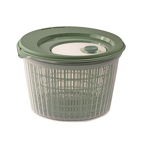 Snips Ulaop Salad Spinner 4 L with Draining Lid, Made in Italy - 4 L green salad spinner with removable basket, draining hole, safety side locks and integrated knob, 25 x 25 x 16 cm
