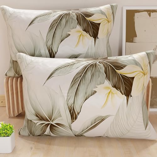 PETTI Italian Artisans - Pair of Bed Pillowcases 50x80 cm, Hypoallergenic Microfiber Pillowcase, Set of Two Double Pillowcases with Floral Pattern, 100% Made in Italy