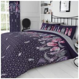 GC GAVENO CAVAILIA Easy Care Duvet Cover Printed Quilt Set Reversible Bedding, Single, Purple