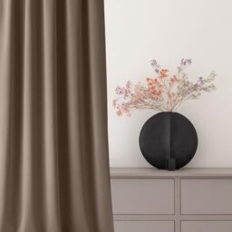 ROOM99 Aura Curtain with Silver Rings 140 x 280 cm Wide x Height Blackout Sliding Curtains Decorative Modern Curtain Living Room Bedroom Nugat 1 Piece