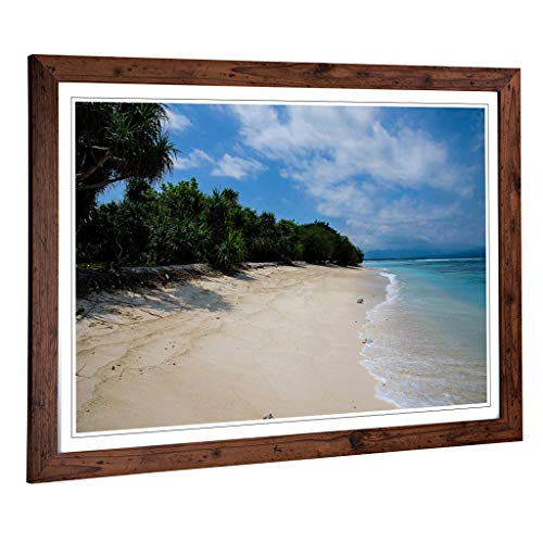 Big Box Art Framed Print of Landscape Beach Forest Island Design - Wall Art Picture - Home Decor for Kitchen, Living, Dining Room, Bedroom, Hallway, Office, Walnut, A2 / 24.5x18 Inch / 62x45cm