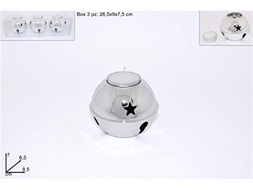 Two Esse Tea Light Holder, Silver, 8.5 x 7 cm, 3 Pieces