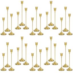 Candlestick Holders 30 PCS, Metal Taper Candle Holder, Brass Gold Candle Holders for Pillar Candles, Vintage Dining Table Centerpiece Decorations for Wedding Party Christmas Halloween Decor