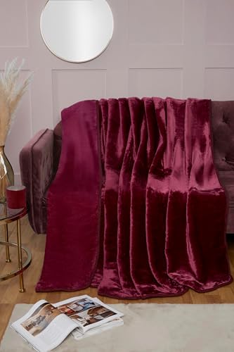 Rapport Home Luxury Dyed Mink Throw Blanket (150 x 200 cm) Aubergine
