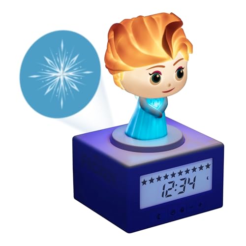 Paladone Disney Elsa Frozen Sleep Training Alarm Clock - Officially Licensed, Girls Projection Bedroom Night Light