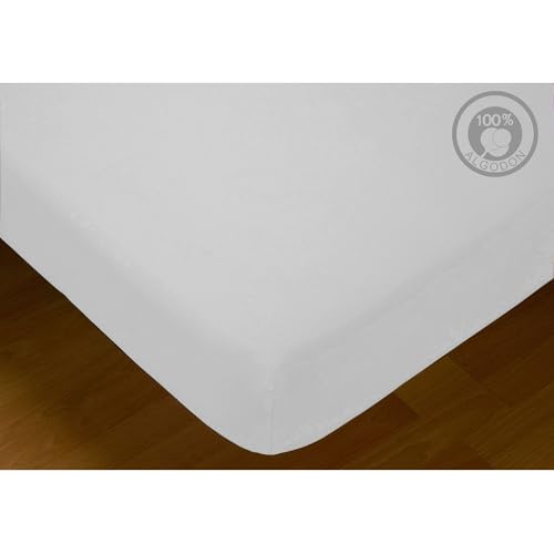 ECOMMERC3 Fitted Sheet 200 cm White Soft Durable and 100