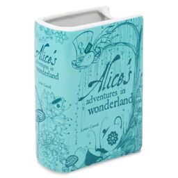 Steel Mill & Co Original Book-Shaped Decorative Vase, Ceramic, Cute Bookshelf Decor, Unique Vase for Book Lovers (Small - Alice's Adventures in Wonderland, Blue)