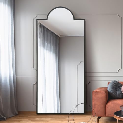 "MirrorOutlet The Fenestra - Black Modern Modern Leaner and Wall Mirror 75"" X 33"" (190CM X 85CM) Silver Mirror Glass with Black Metal Frame with Feature Edge. Landscape or Portrait."