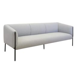 Office Hippo Curve Three Seater Sofa, High-Density Foam Seat, Steel Frame, 216 x 72 x 88.9 cm, Fabric, Grey
