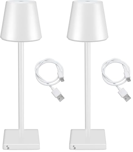 Beper P201UTP102 Cordless Lamp Touch for Table, Desk - USB Rechargeable Table Lamp for Indoor and Outdoor (White) (Pack of 2)
