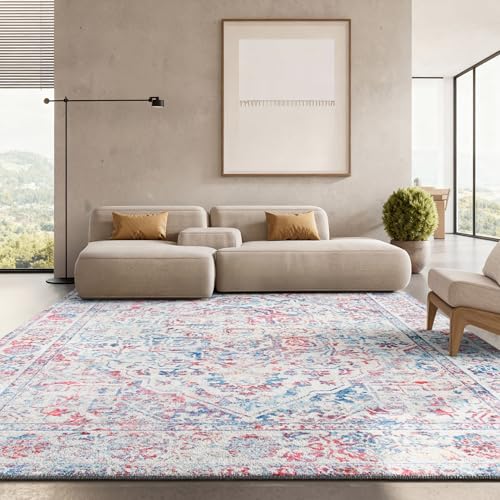 SAFAVIEH Traditional Rug for Living Room, Dining Room, Bedroom - Brentwood Collection, Short Pile, in Ivory and Blue, 183 X 274 cm