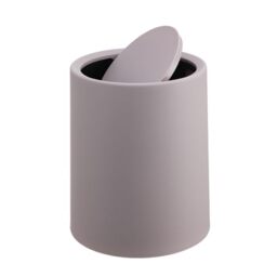 Relaxdays Cosmetic Bin 6L with Swing Lid, Inner Bin, Matte Plastic, Round, Beige 26x20x20 cm