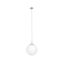 Eglo Rondo Pendant Lamp, Matt Steel and White Opal Matt Glass Ceiling Light