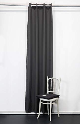 TODAY 257301 Polyester Blackout Curtain with Eyelets - 140 x 260 cm, polyester, Canon de fusil/Gris Anthracite, 140x260 cm