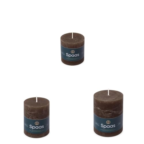 Spaas Rustic Pillar Candle 70/70mm (25h), 70/95mm (35h) and 80/110mm (65h), Dark Brown