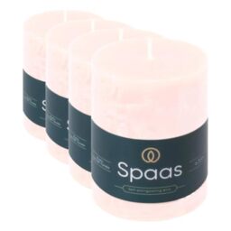 Spaas Rustic Pillar Candle 70/95 mm 35h, Light Pink (Pack of 4)