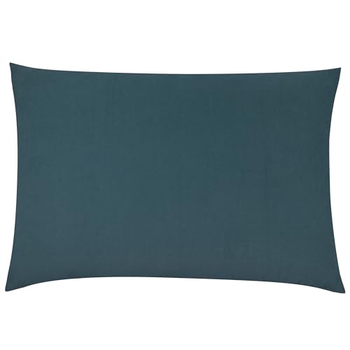 furn. Contra Feather Filled Cushion – Luxuriously Soft Velvet Pillow With Plain Reverse (Slate Blue – 40x60cm)