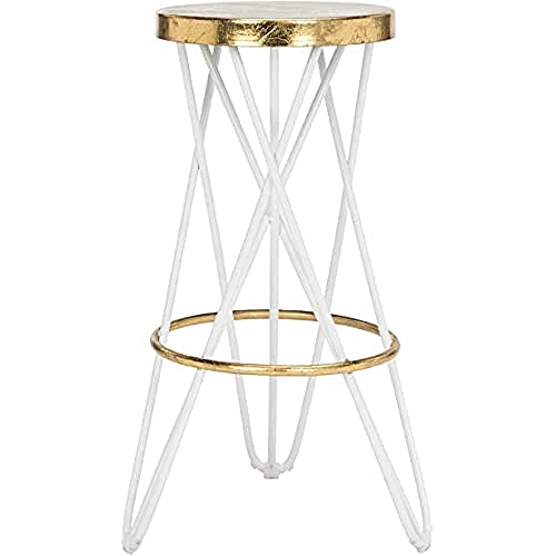 SAFAVIEH Modern Bar & Counter Stool, in White and Gold
