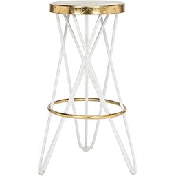 SAFAVIEH Modern Bar & Counter Stool, in White and Gold