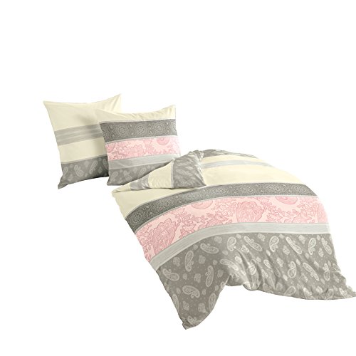 Bierbaum Bed Linen 4972, Flannelette, Made in Germany, Pink 06, 155 x 220 + 80 x 80 cm, Comfort Size