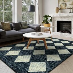 Lahome Moroccan Trellis Area Rug - 5x7 Black Washable Large Rugs for Bedroom Living Room Mat, Checkered Soft Non Slip Stain Resistance Indoor Accent Carpet for Dining Room Coffee Table