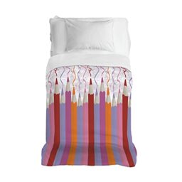 PENSIERI DELICATI Bedspread 220 x 280 cm, Single Sheet 100% Cotton Pique, Ideal as a Furniture Cover, 1 and a Half Bed Blanket, Pink Matitoni Pattern, 100% Made in Italy