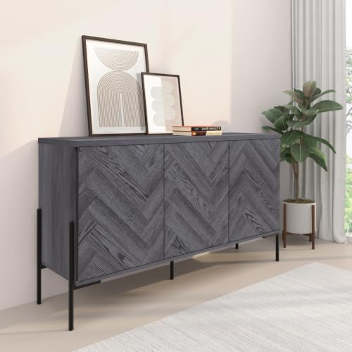 Dorel Home Charlene Sideboard, Grey Fish Oak, 130 x 38 x 75cm (W x D x H)
