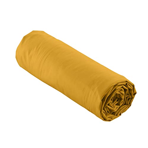 douceur d'intérieur, Percale Cotton Curry Fitted Sheet (160 x 200 cm)