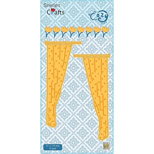 Nellie's Choice Cutting Die, Curtains, 2 Shape, 5.1 x 11 cm, Card Making Supplies, Metal Dies for Scrapbooking, DIY and Paper Crafts, Yellow, 51x110mm