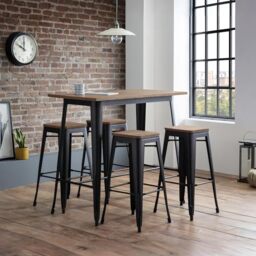 Julian Bowen Grafton Bar Table - Mocha Elm/Black Tables