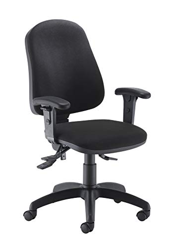 Office Hippo Office Chair With Height Adjustable Arms, Computer Desk Chair with Curved Back, Swivel Chair with Adjustable Backrest, Home Office Chair with Wheels, Holds Up to 115kg, 2 Year Wty - Black