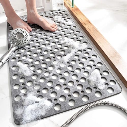 "TEMIR Bathtub-Mat Non Slip with Suction Cups and Drain Holes, Soft Machine Washable Shower Mat Anti Slip Bath Mat (17""x29"")"