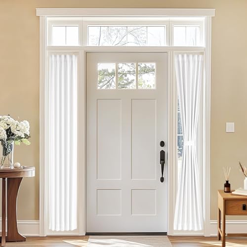 Vatge Sidelight Curtains for Front Door, 12 Inch Wide Narrow Window Curtains for Side Door, 1 Panel, W12 x L80, Pure White