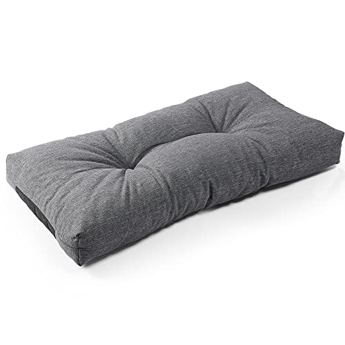 SUNROX LokGrip Non Slip Tufted Memory Foam Bench Cushion, FadeShield Water Resistant Durable Thicken Outdoor/Indoor Bench Seat Pads 27x12x4 inch, Heather Black