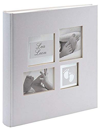 walther design Photo Album Grey 28 x 30,5 cm Baby Album with Cover Punching and Embossing, Baby Little Foot UK-172