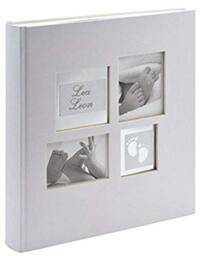 walther design Photo Album Grey 28 x 30,5 cm Baby Album with Cover Punching and Embossing, Baby Little Foot UK-172