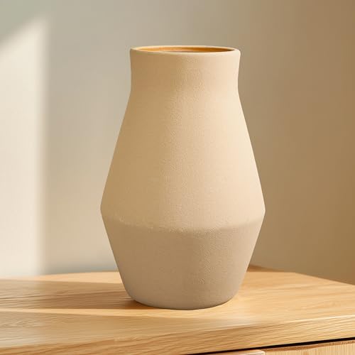 Wancetang Large Terracotta Vase - Rustic Ceramic Vases for Home Decor, 11 Inch Tall Farmhouse Vase Centerpiece, Living Room, Kitchen, Bedroom, Dining Table, Dried Flowers Decor