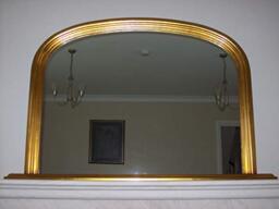 Classic French Inspired METALLIC GOLD Overmantle Mirror with Elegant ARCHED Frame and complete with Premium Quality Pilkington's Glass - Overall Size: 31inches high x 47inches wide (78cm x 122cm)