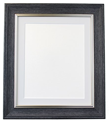 Scandi Vintage Charcoal Grey Picture Photo Frame With Light Grey Mount 10 x 8 Image Size 8 x 6 Inch