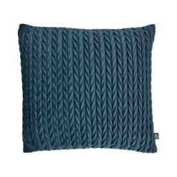 Laurence Llewelyn-Bowen Amory Cushion – Teal Velvet Plaited Design – 43 x 43cm Soft Touch Decorative Pillow with Filling – Crochet-Style Accent Cushion for Sofa, Bed & Home Decor