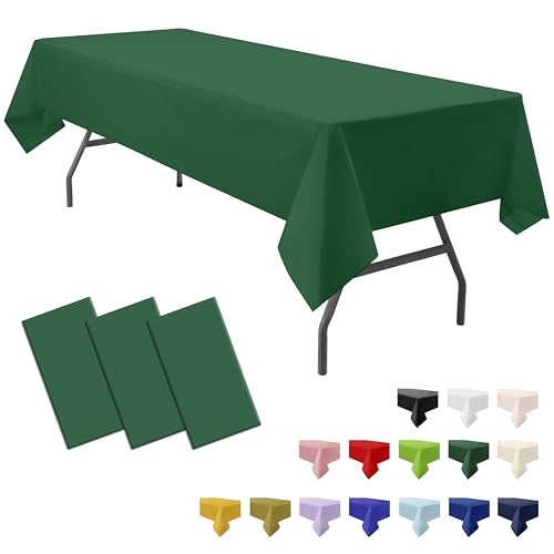PartiPallete 3-Pack Premium Plastic Dark Forest Green Tablecloth Disposable 54 x 108 Inch. Rectangle Table Cover Party Hunter Jungle Green Table Cloths for Parties Birthday Wedding Christmas Banquet