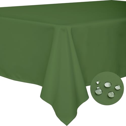 BYDOLL Table Cloth Green 60x84 Inch Tablecloth for 6 Foot Rectangle Tables Outdoor Washable Wrinkle Free and Spillproof Polyester Tablecloth for Festival Camping Picnic Party Cover