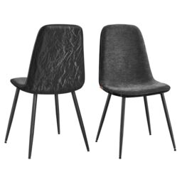 VASAGLE Dining Chair Set of 2, Upholstered Chair, Metal Legs, Adjustable Feet, Easy-Care, Chenille Fabric, PU with Glacier-Inspired Pattern
