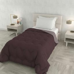 ZOE Winter Quilt Made in Italy Two-Tone Double-Sided Padded Duvet 250 g – Single Bed Quilt 160 x 250 cm – Machine Washable – Wine/Antique Pink