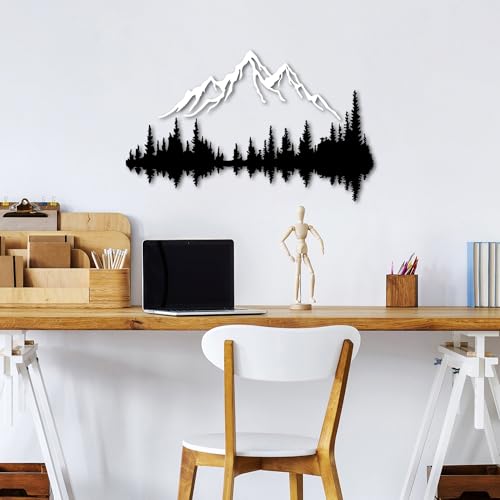 Stylish Decorative Metal Wall Accessory, Black & White, 52 x 20 cm & 70 x 43 cm, 100% Metal, 1.5 mm Thick, Easy Wall Mounting, Perfect for Home Decor